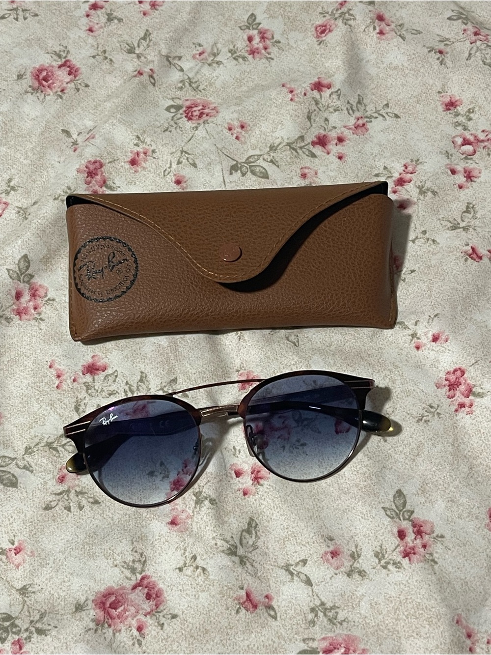 Ray-Ban Unisex Round Gradient Sunglasses in Brown/Black